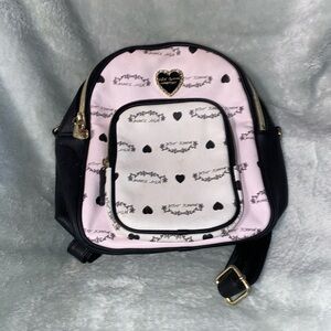 Betsey Johnson Pink and Black Heart Backpack